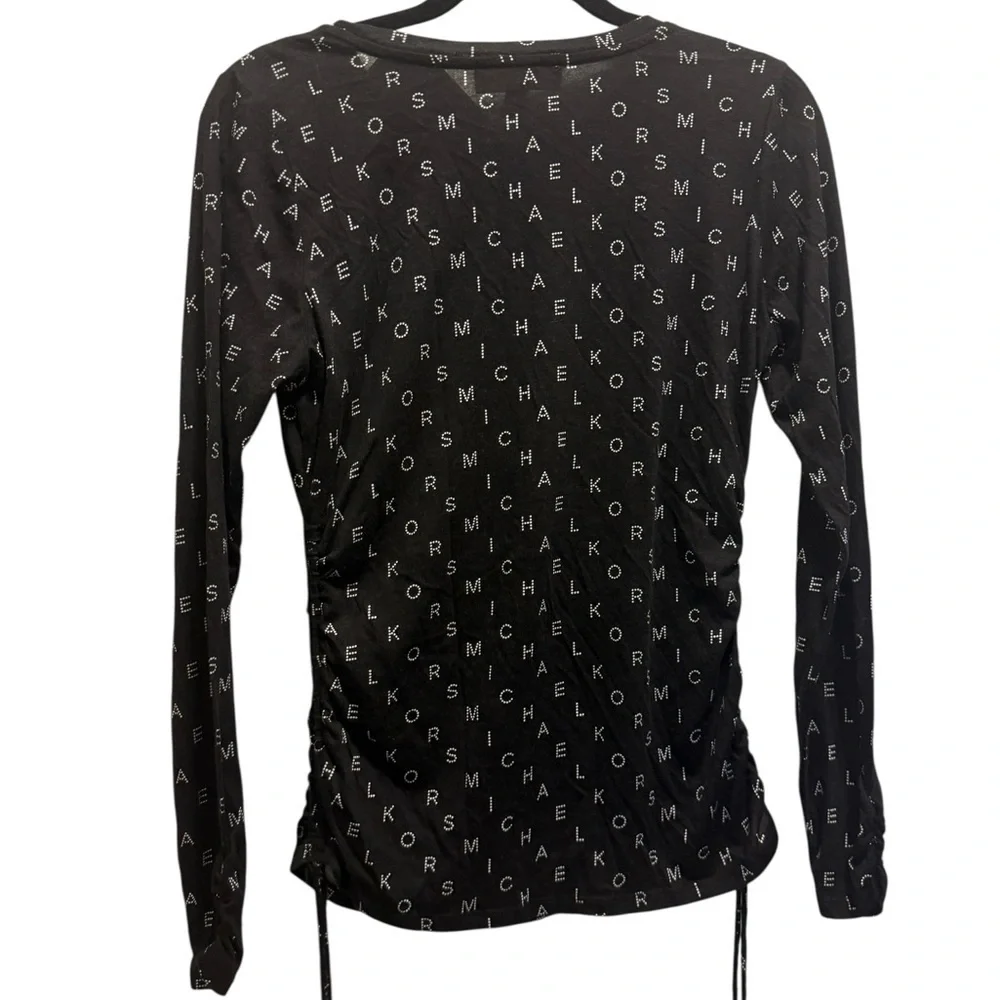 Michael Kors Black Ruched Long Sleeve Blouse